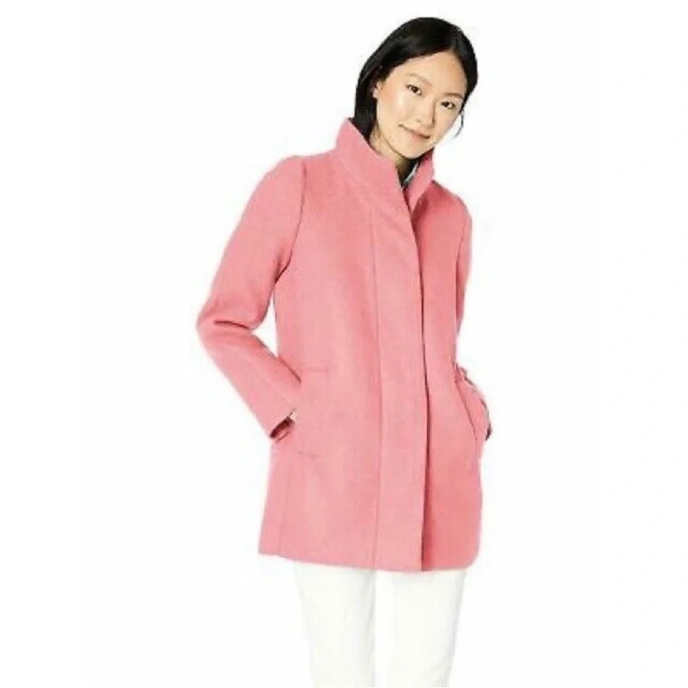 j crew mercantile pink wool blend city coat size 4 - Picture 2 of 9